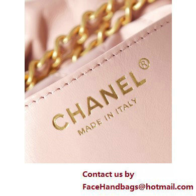 Chanel Shiny Calfskin  &  Gold-Tone Metal CHANEL 22 Mini Handbag AS3980 Light Pink